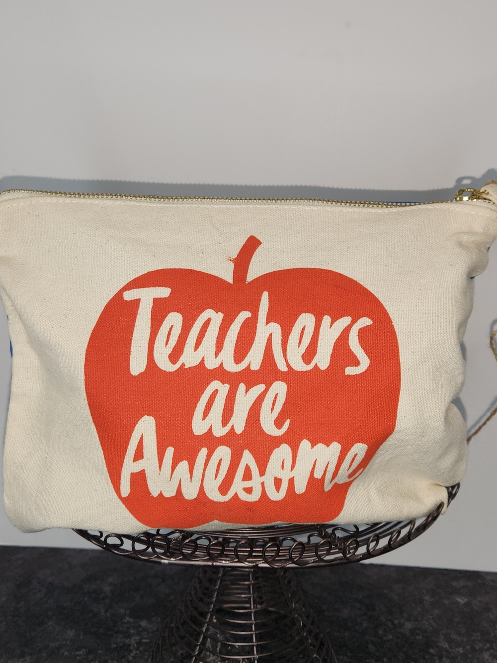 Canvas 'Teachers Are Awesome' Pouch - Cream with Red Graphic
